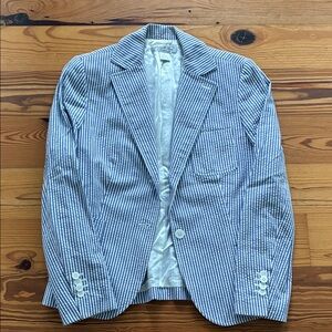 Brooks Brothers Blue & White Striped Seersucker Blazer